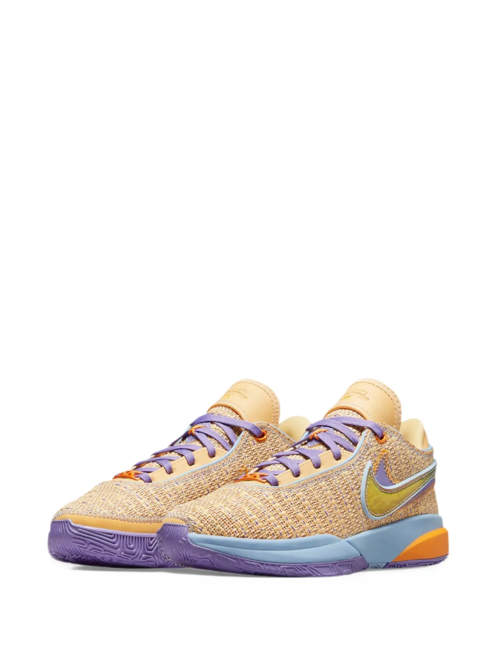 Nike Kids LeBron 20 knit-texture low-top sneakers - Oro