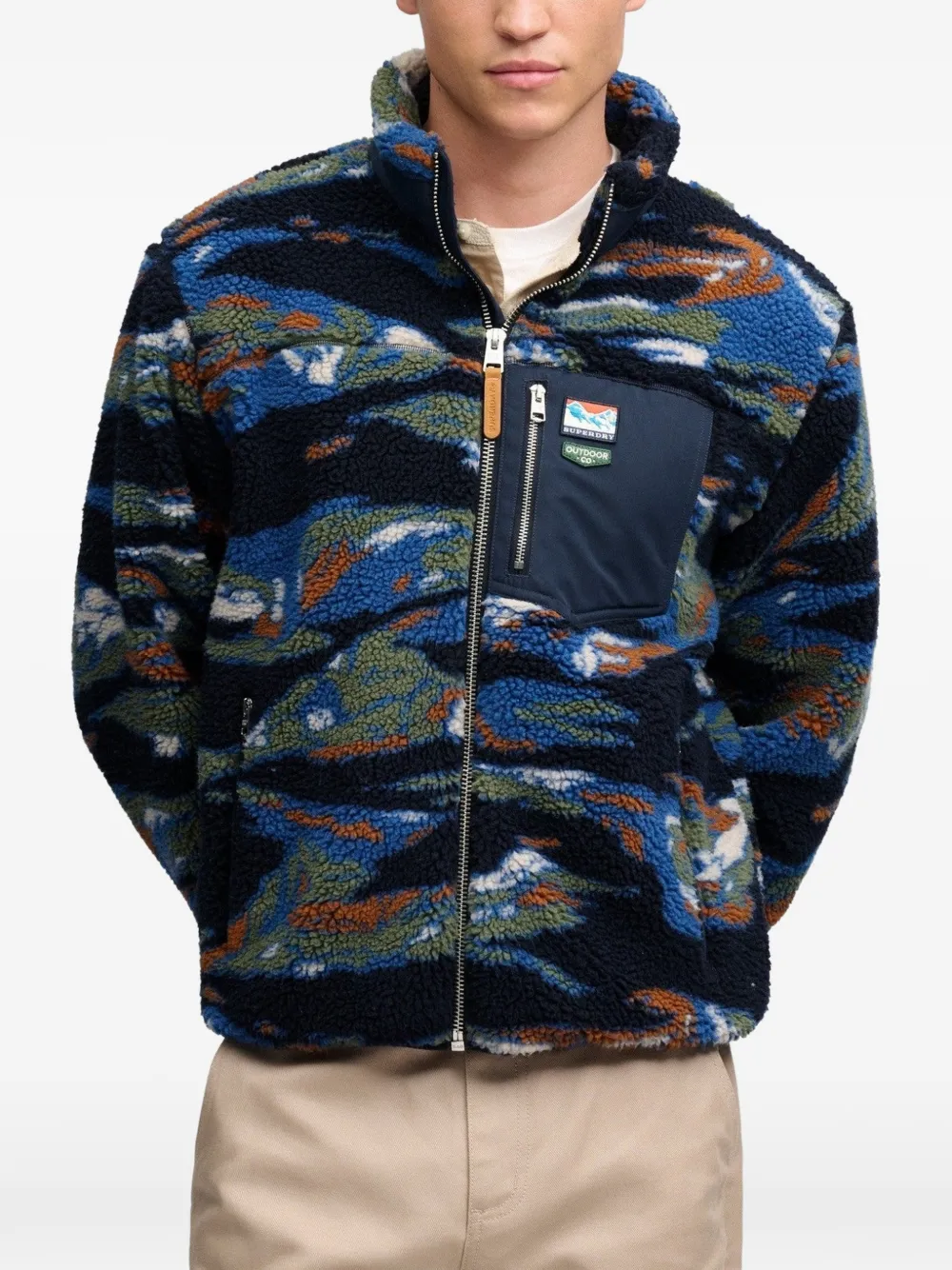 Superdry Terrain zip-up fleece jacket Blauw