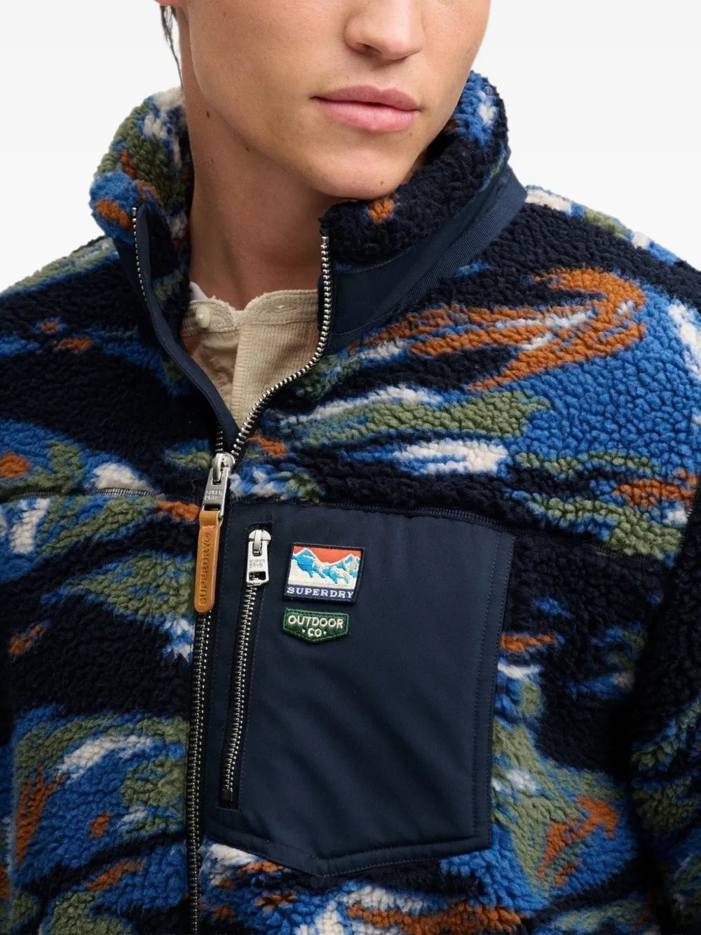 Superdry Terrain zip-up fleece jacket Blauw