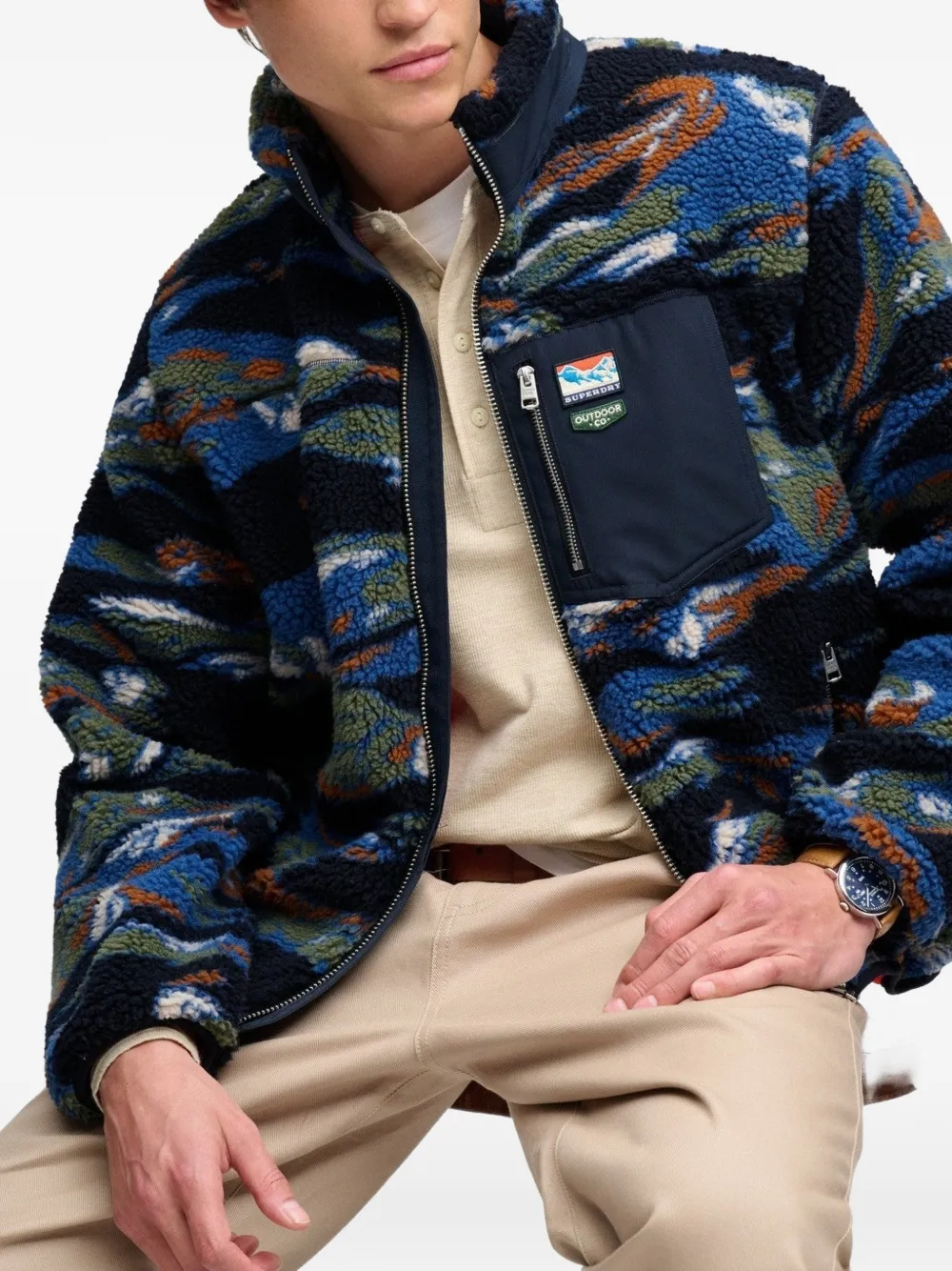 Superdry Terrain zip-up fleece jacket Blauw