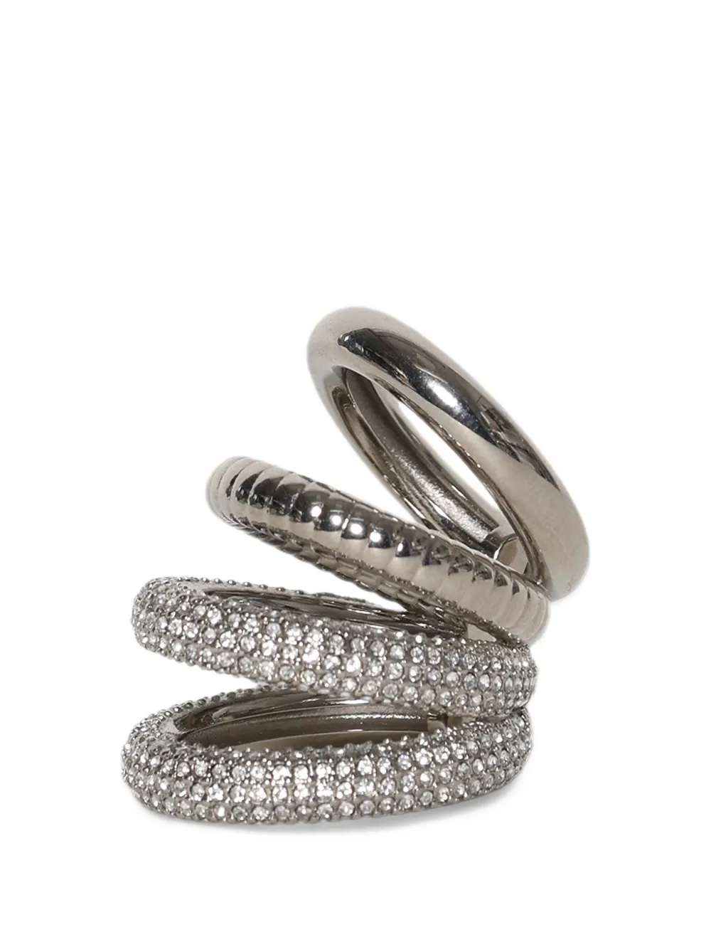 Rabanne crystal-embellished spiral ear cuff - Argento
