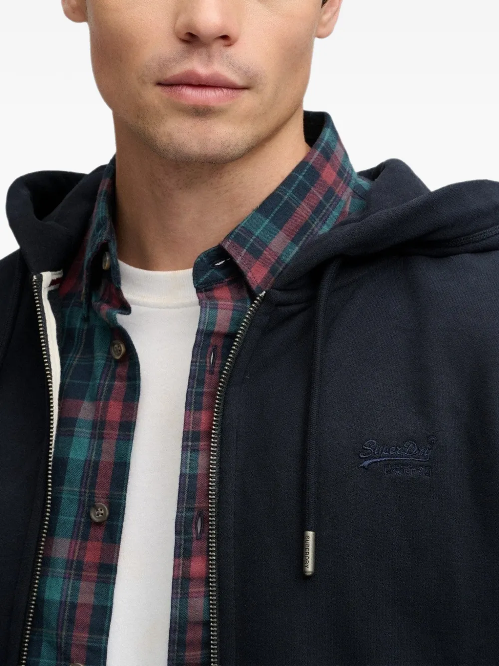 Superdry Essential logo zip-up hoodie Blauw