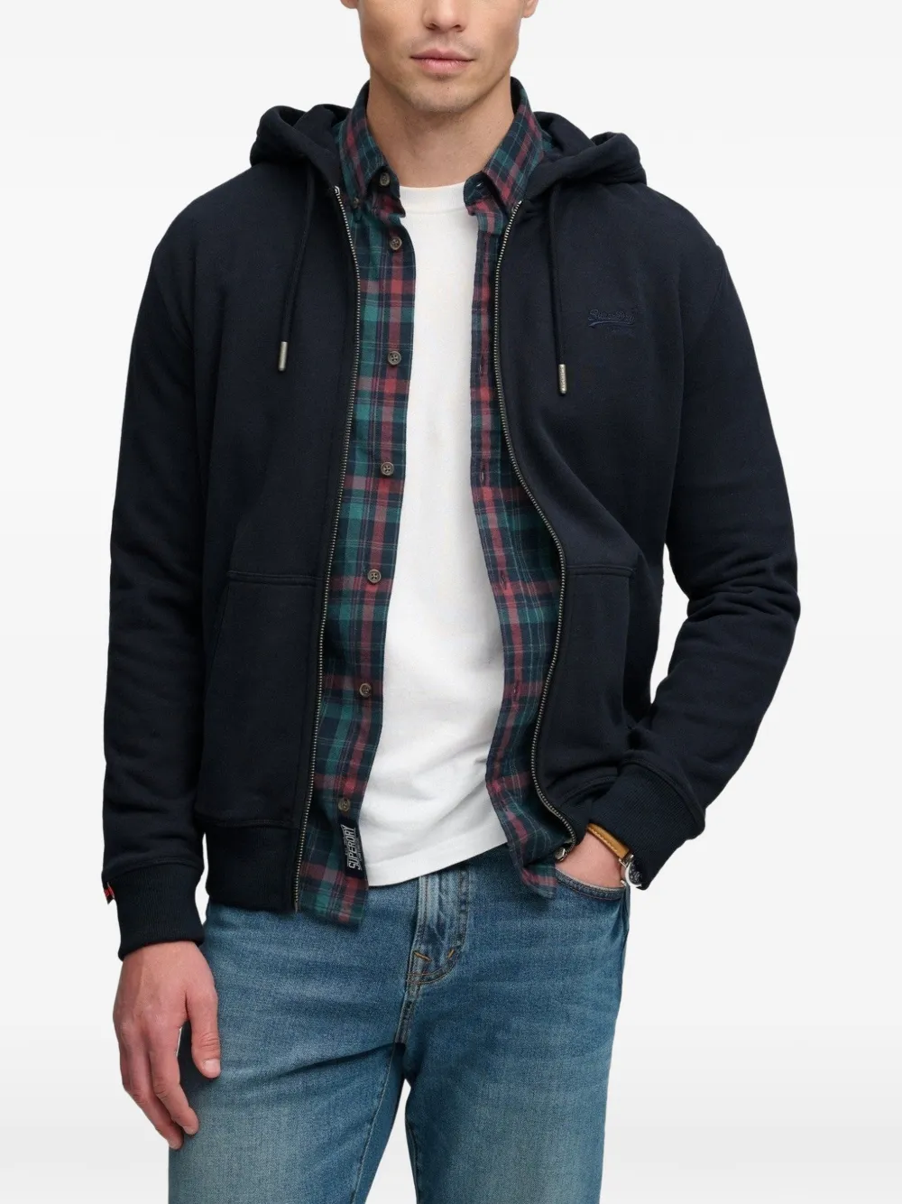 Superdry Essential logo zip-up hoodie - Blu