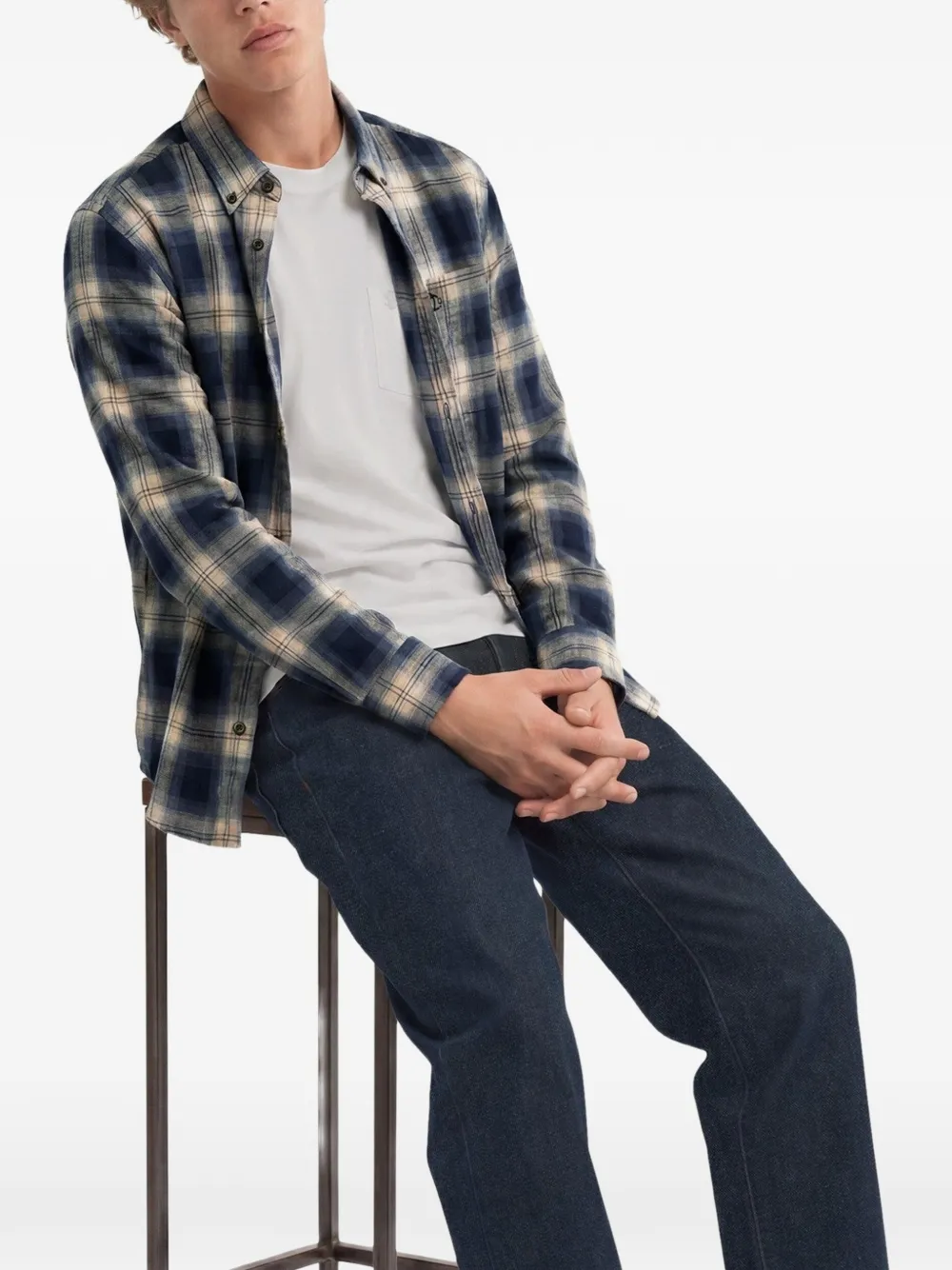 Superdry check cotton shirt Blauw