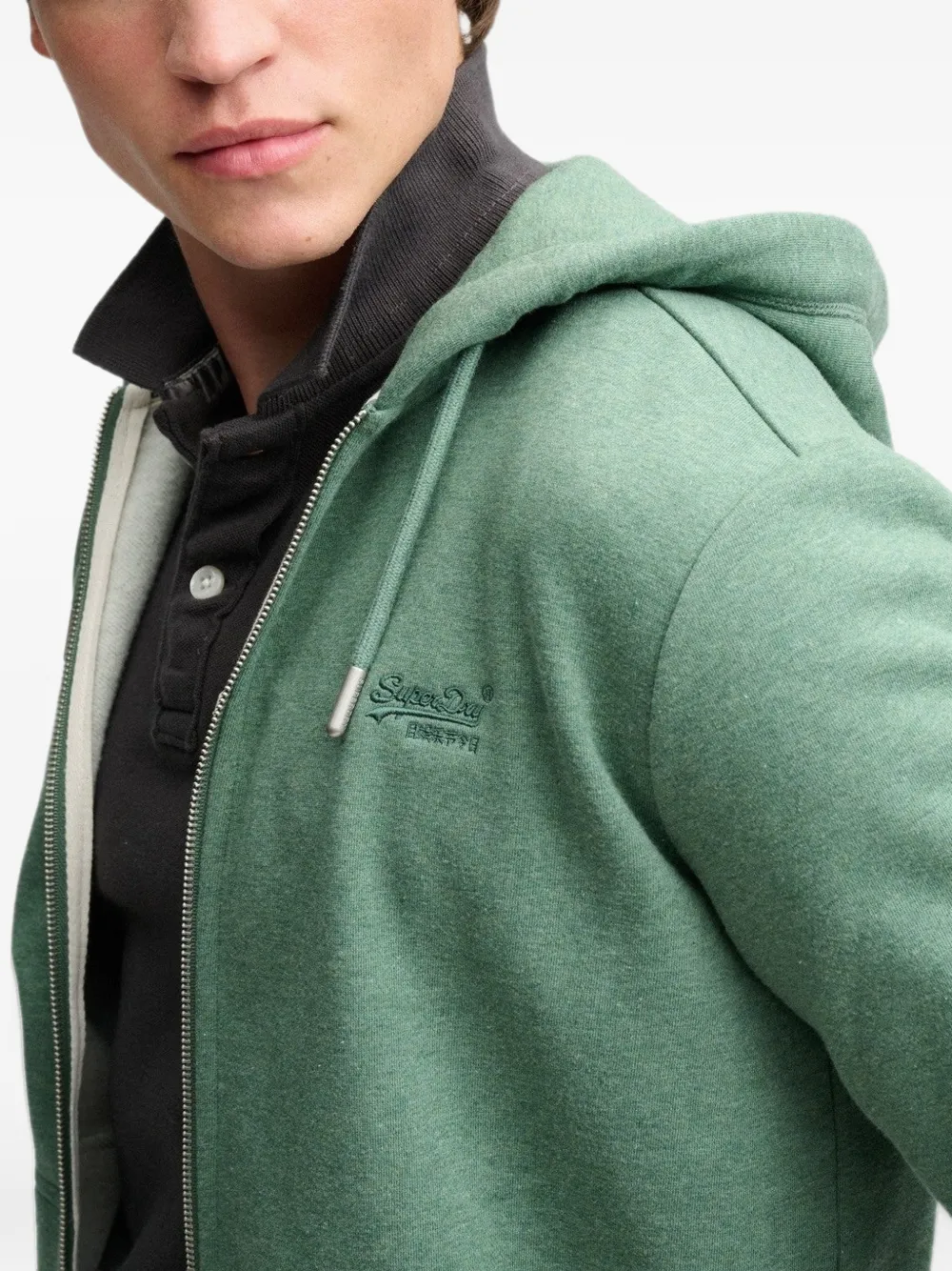Superdry zip-up Essential logo hoodie Groen