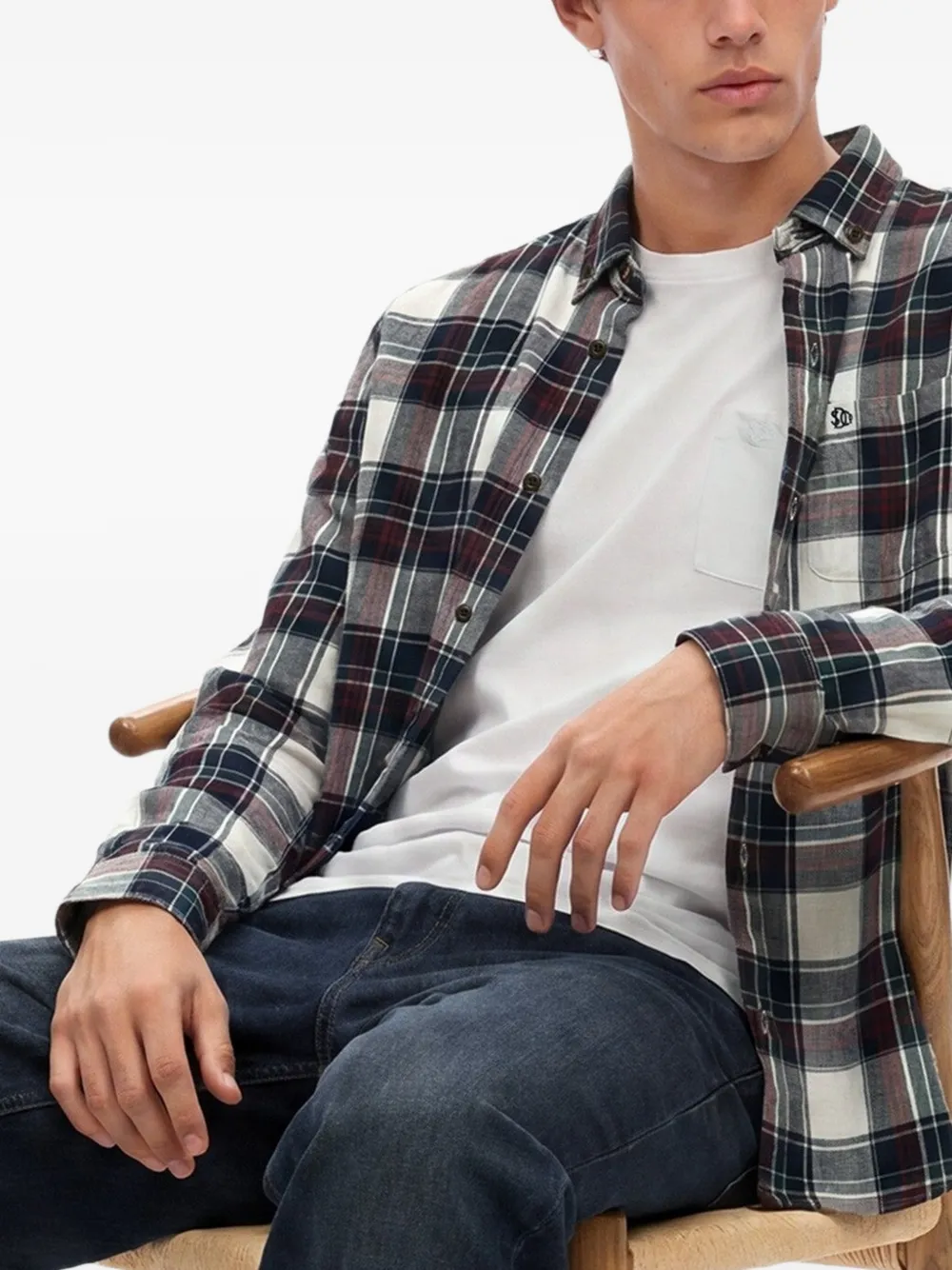 Superdry check-pattern cotton shirt Wit