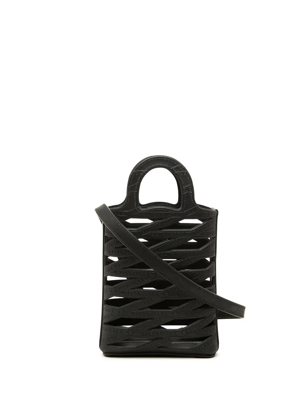 Balenciaga Pre-Owned 2021 Leather Neo Basket Phone Holder satchel - Nero