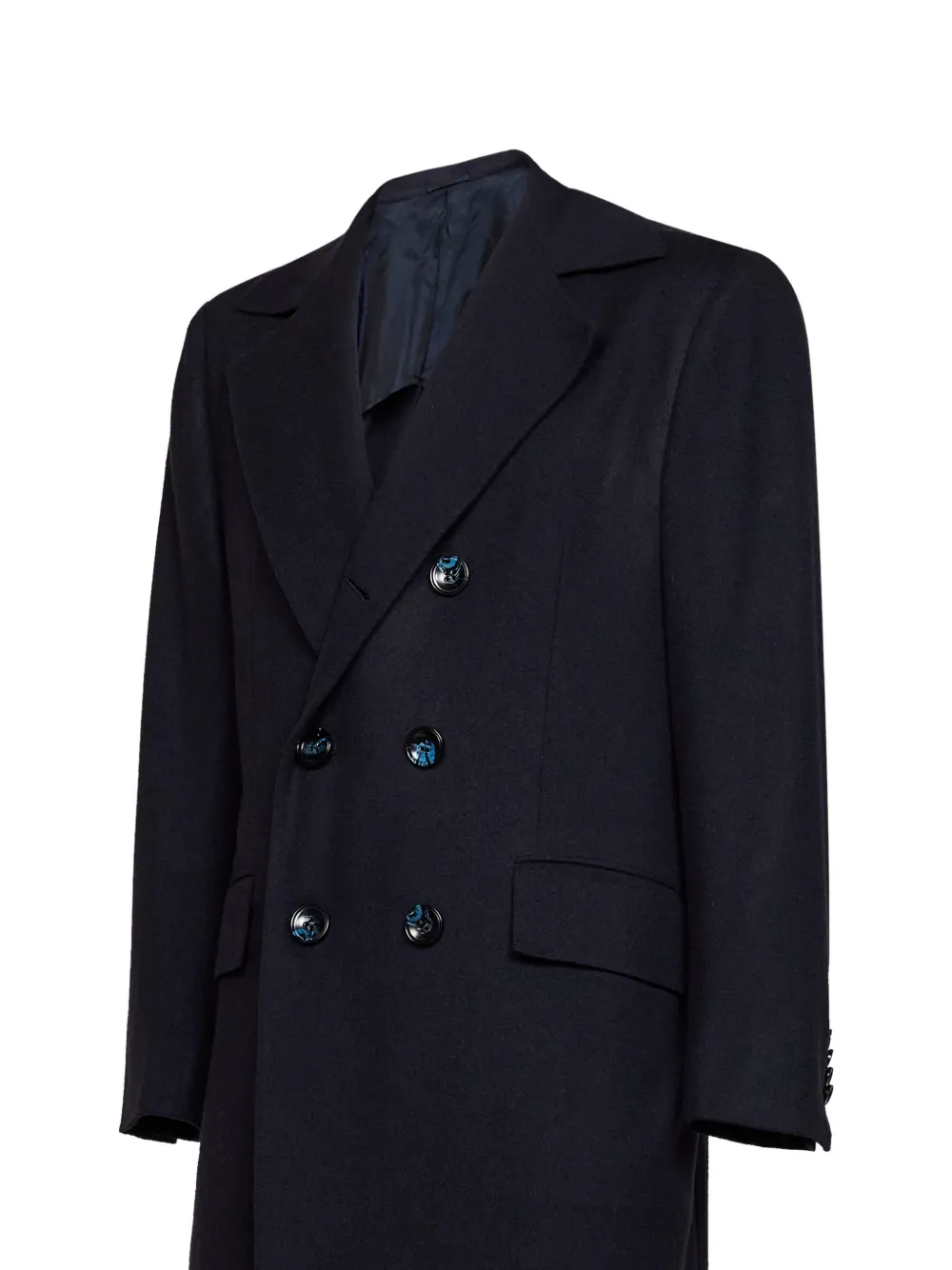 Kiton double-breasted cashmere coat Blauw
