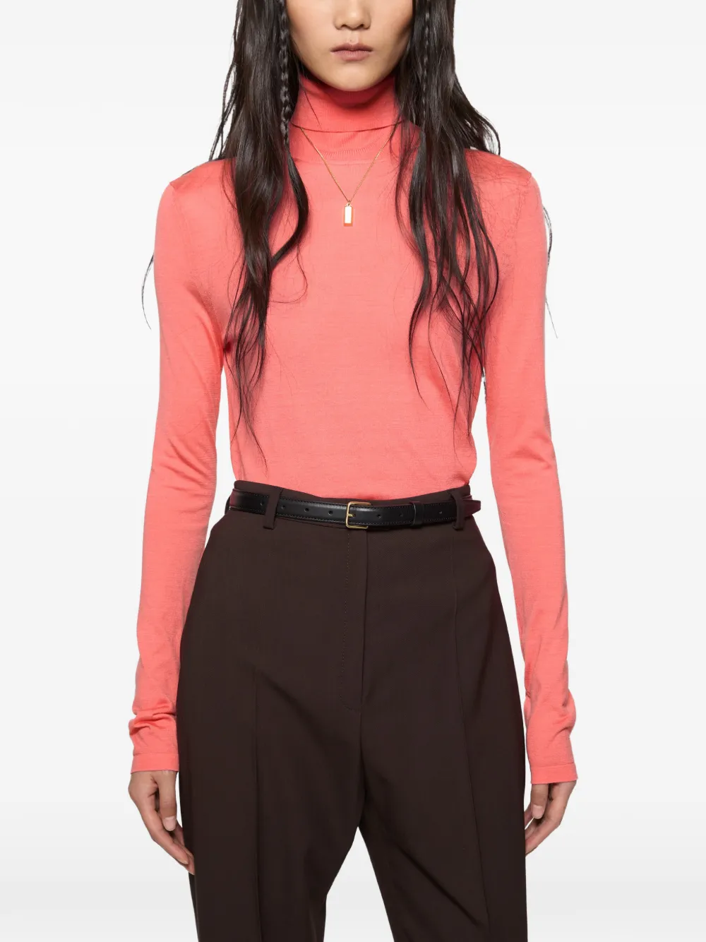 Acne Studios fine-silk turtleneck sweater Roze