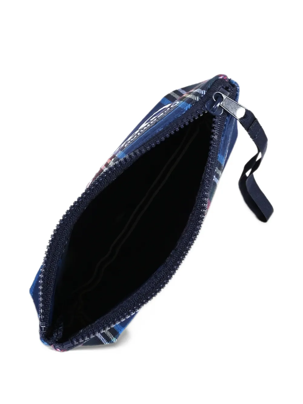 MC2 Saint Barth Aline tartan-print logo-print clutch bag Blauw