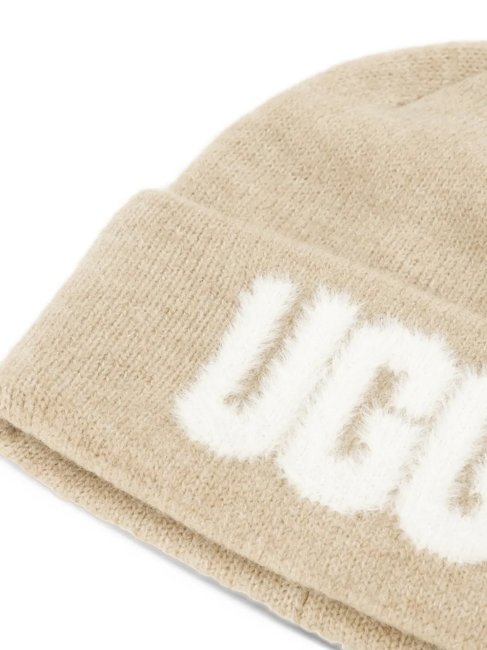 UGG Fuzzy logo beanie Beige