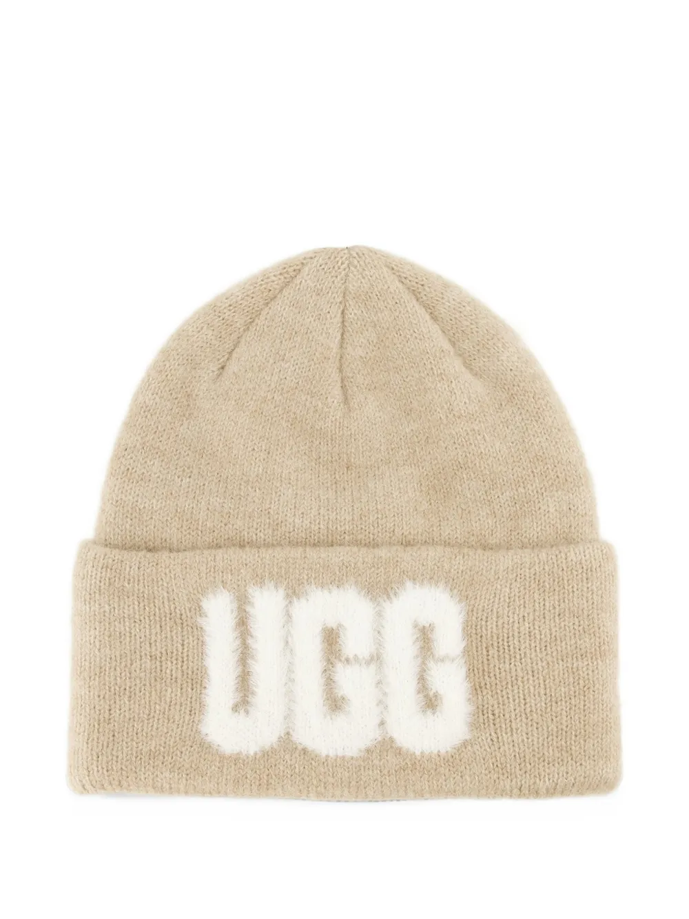 UGG Fuzzy logo beanie Beige