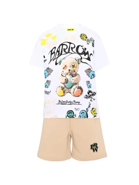 Barrow kids teddy-print cotton shorts set