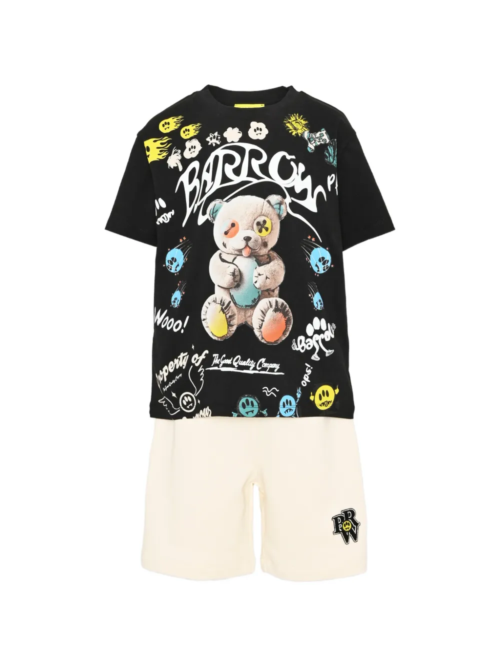 Barrow kids graphic-print cotton shorts set Zwart