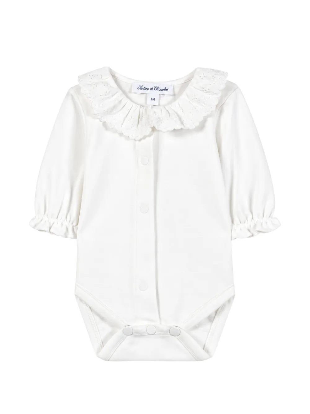 Tartine Et Chocolat broderie-anglaise ruffled bodysuit Wit