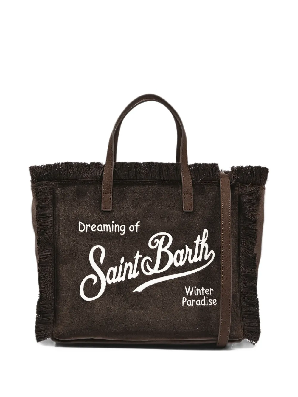 MC2 Saint Barth Colette fringe-trim logo-embroidered tote bag Bruin