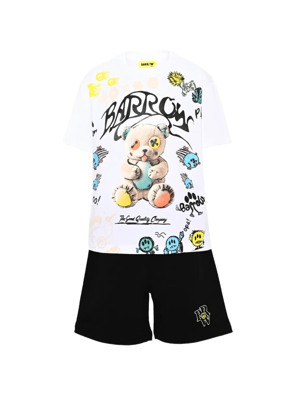 Barrow kids graphic-print cotton shorts set - Bianco