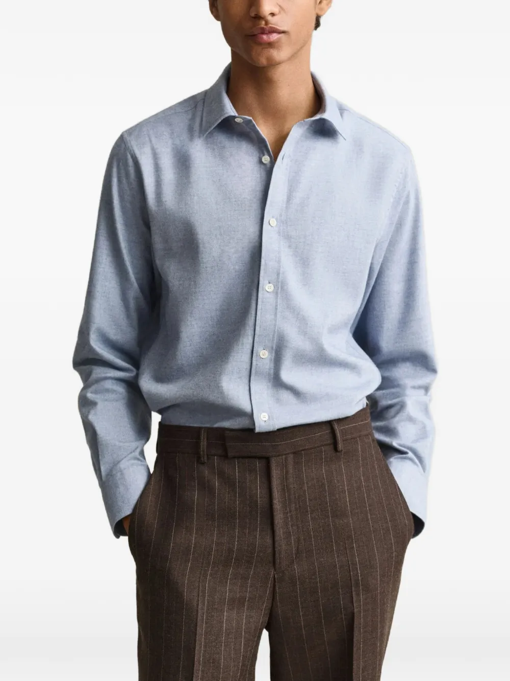 Gant mélange-effect button-down shirt Blauw