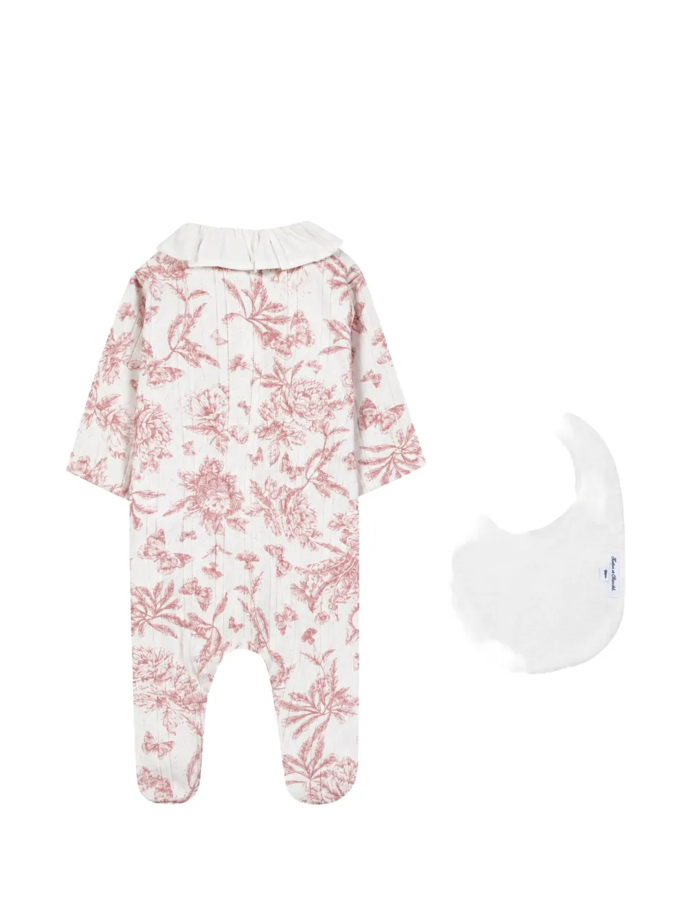 Tartine Et Chocolat floral-print ruffled-collar babygrow set Wit