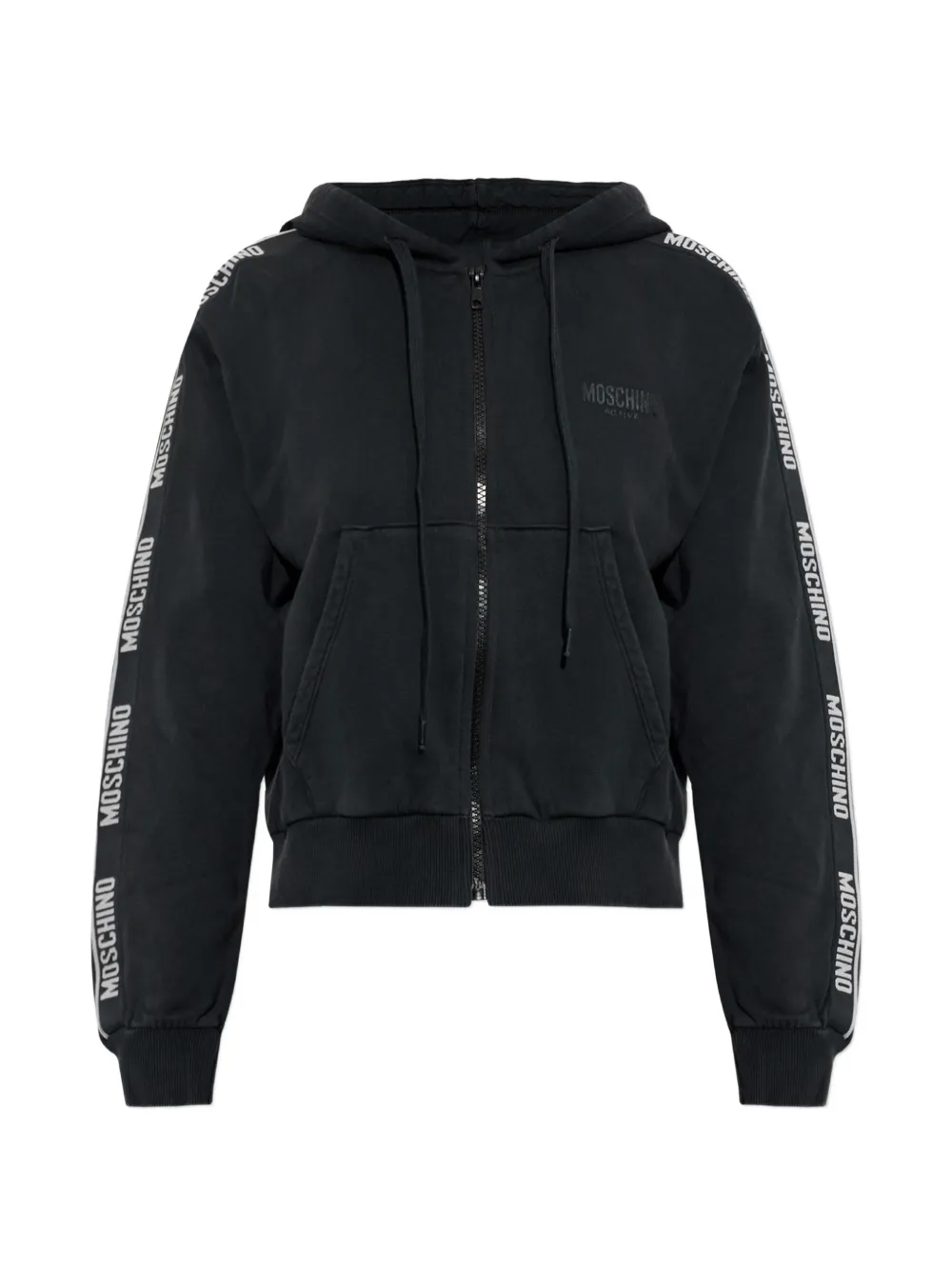 Moschino Active logo-tape hoodie Zwart