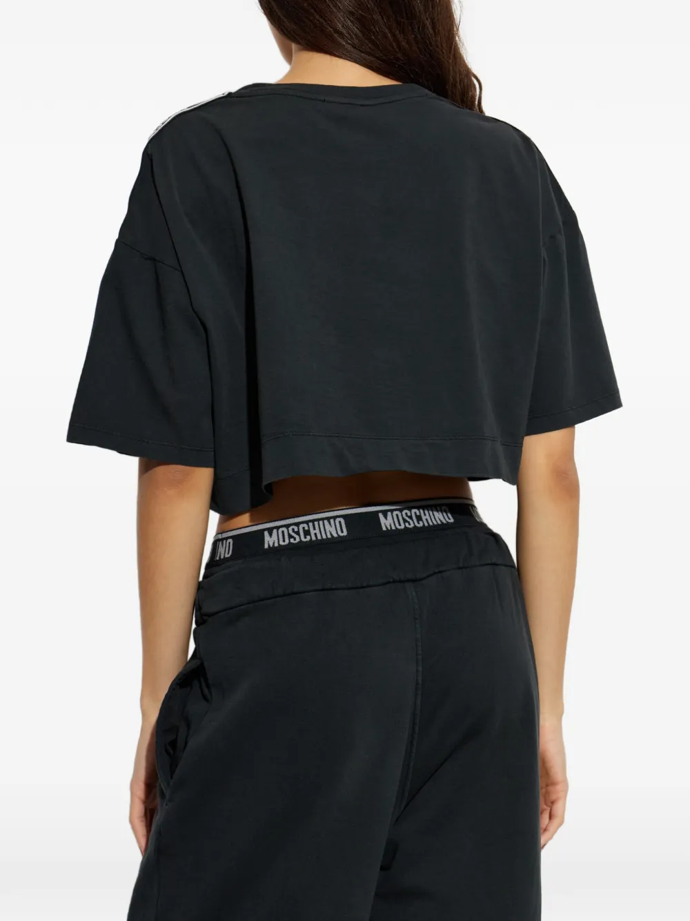 Moschino crop top in cotton jersey Zwart