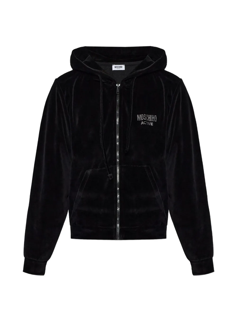 Moschino Active rhinestone-embellished hoodie Zwart
