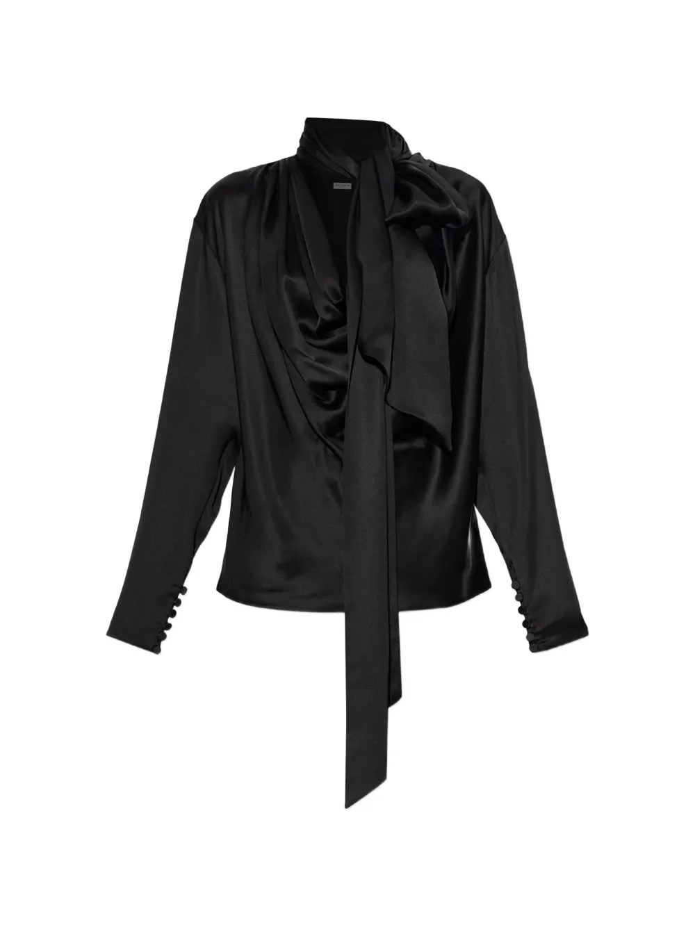 Balmain draped long-sleeve blouse - Nero
