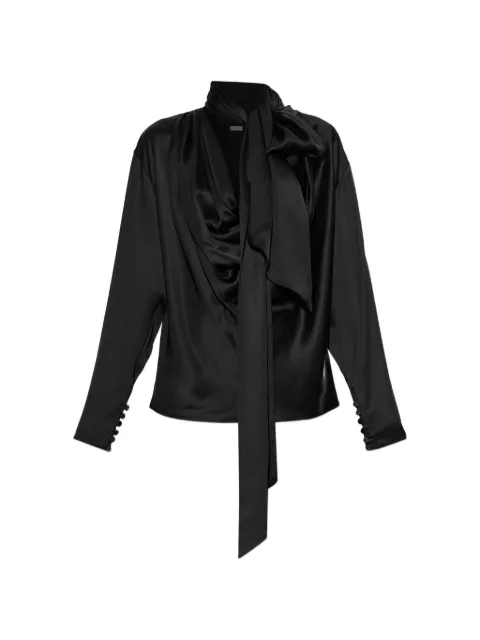Balmain draped long-sleeve blouse