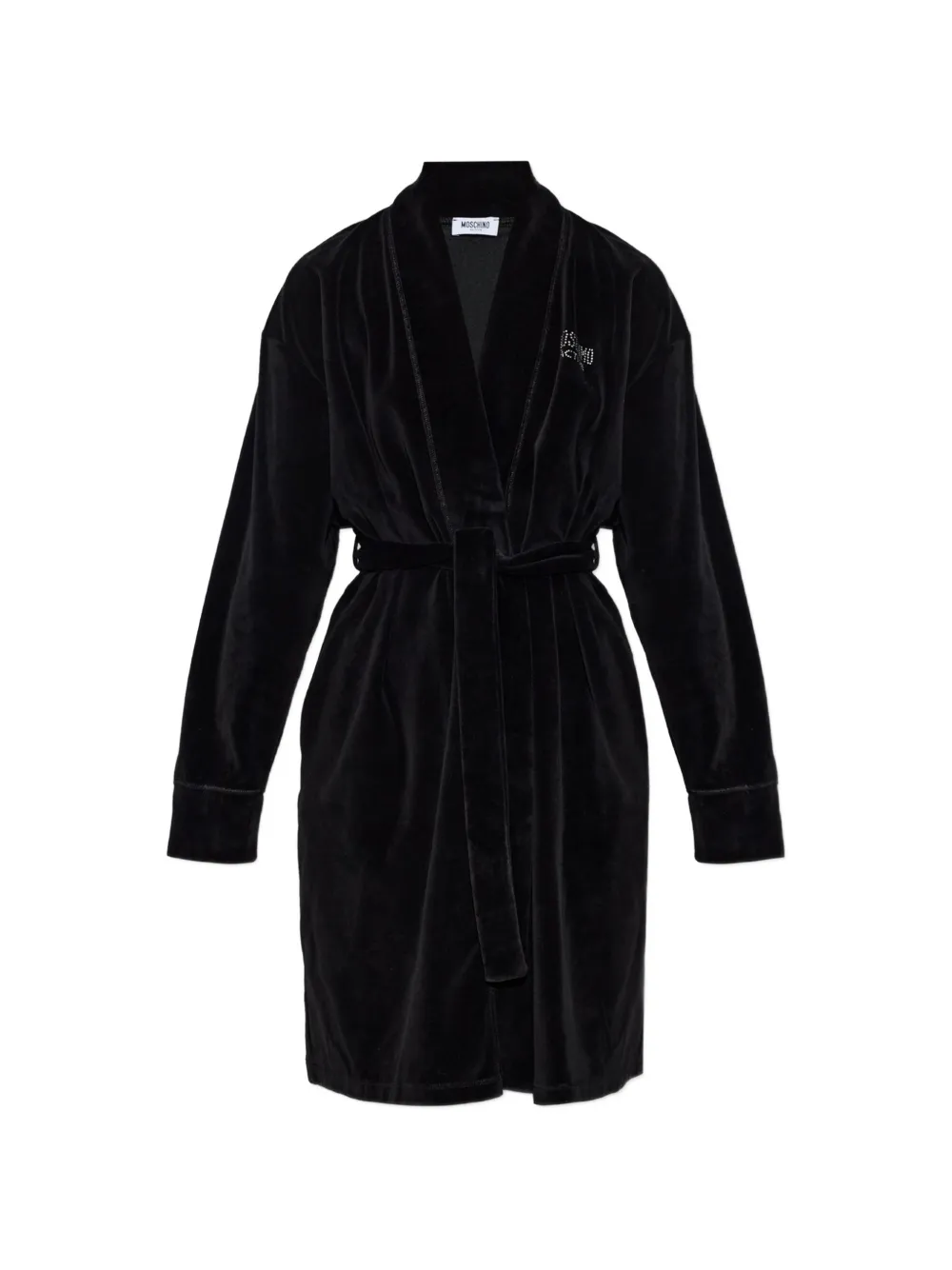 Moschino Active rhinestone-logo dressing gown Zwart