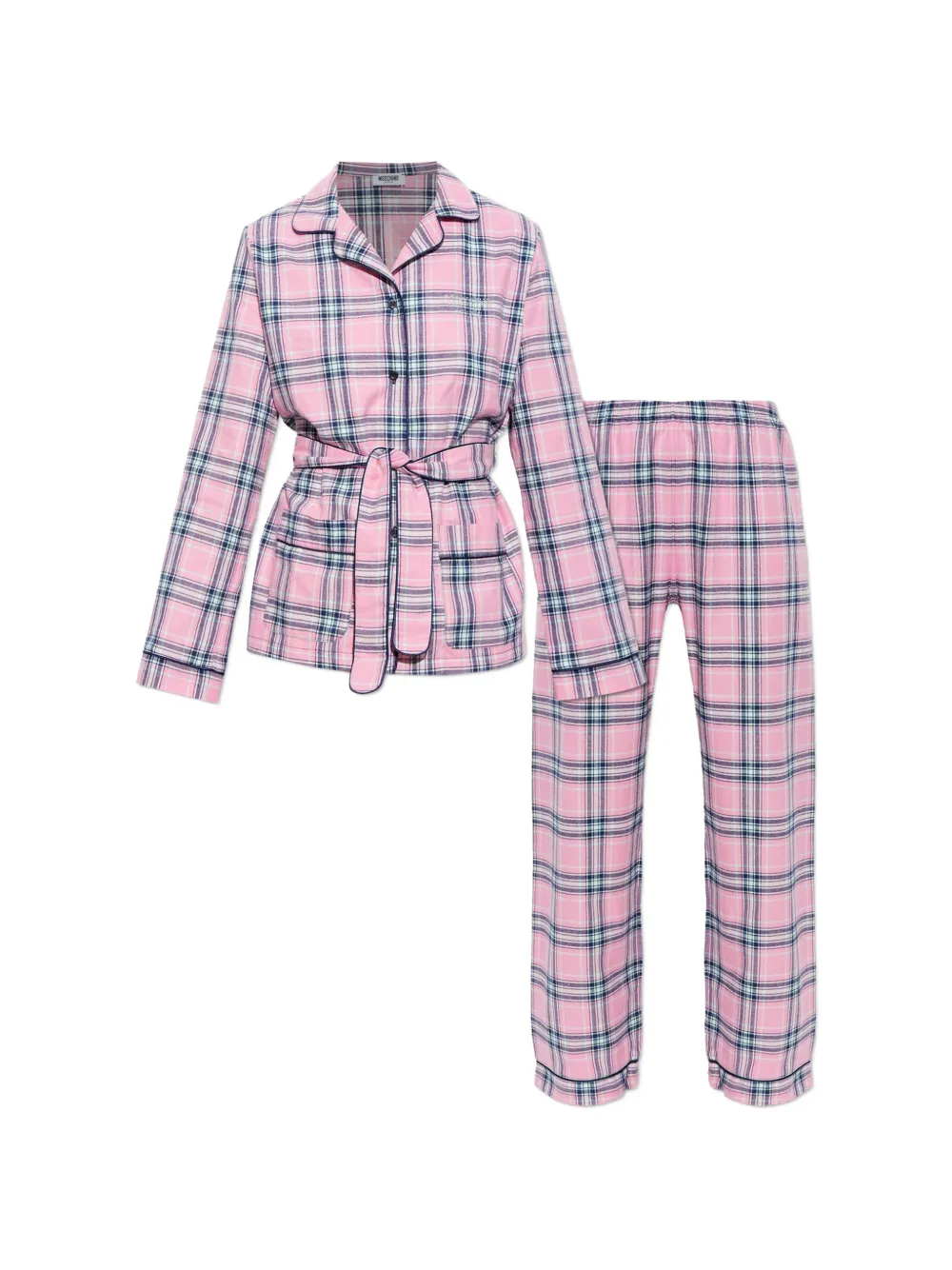 Moschino check-pattern belted pajamas Roze