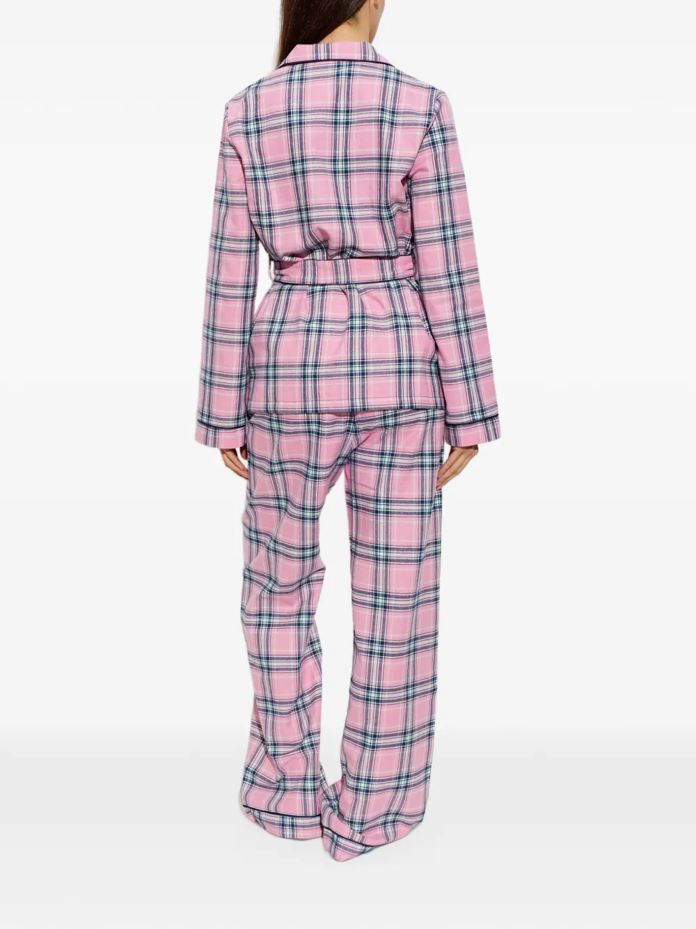 Moschino check-pattern belted pajamas Roze