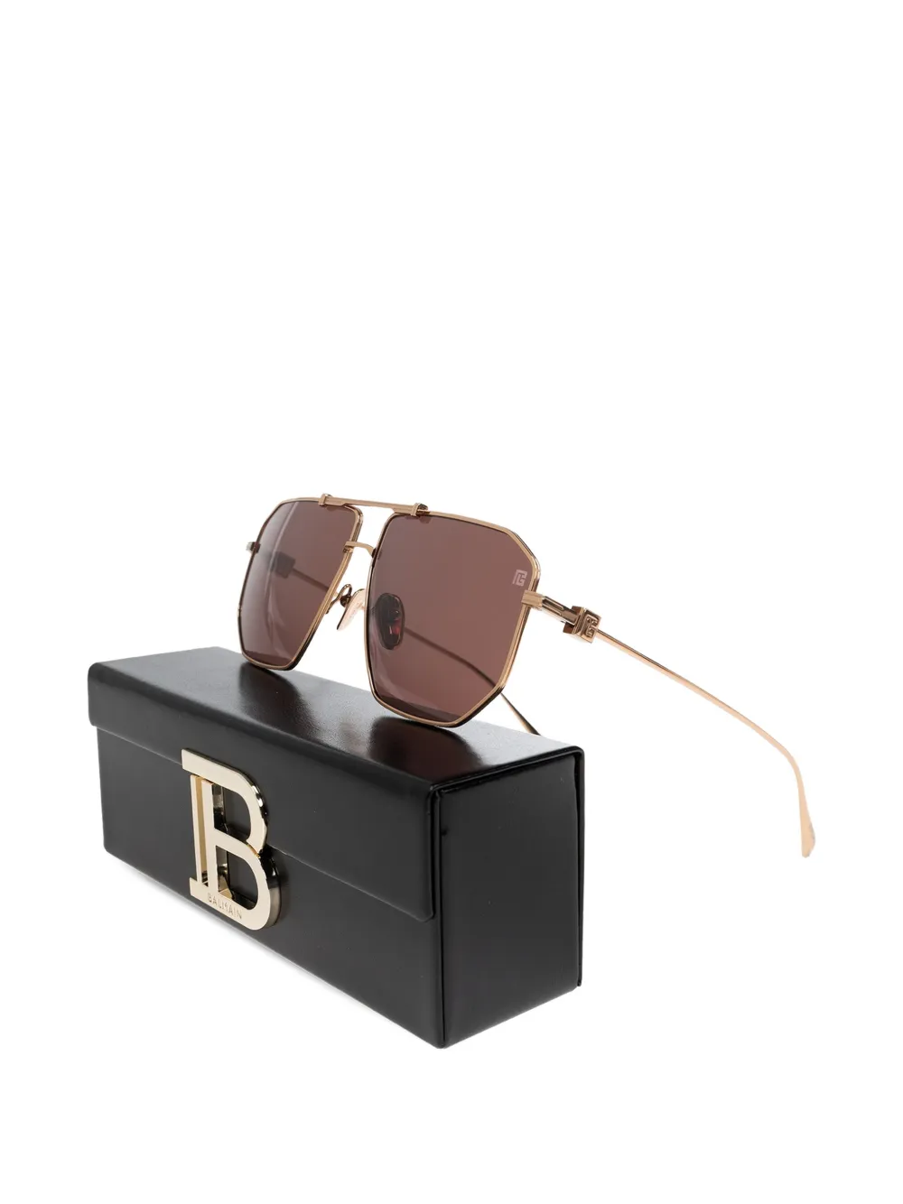 Balmain Dean zonnebril met geometrisch montuur Goud