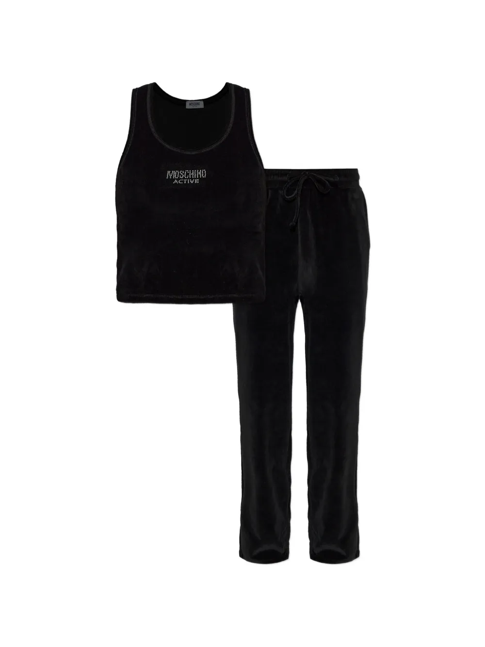 Moschino Active rhinestone-logo pajamas Zwart