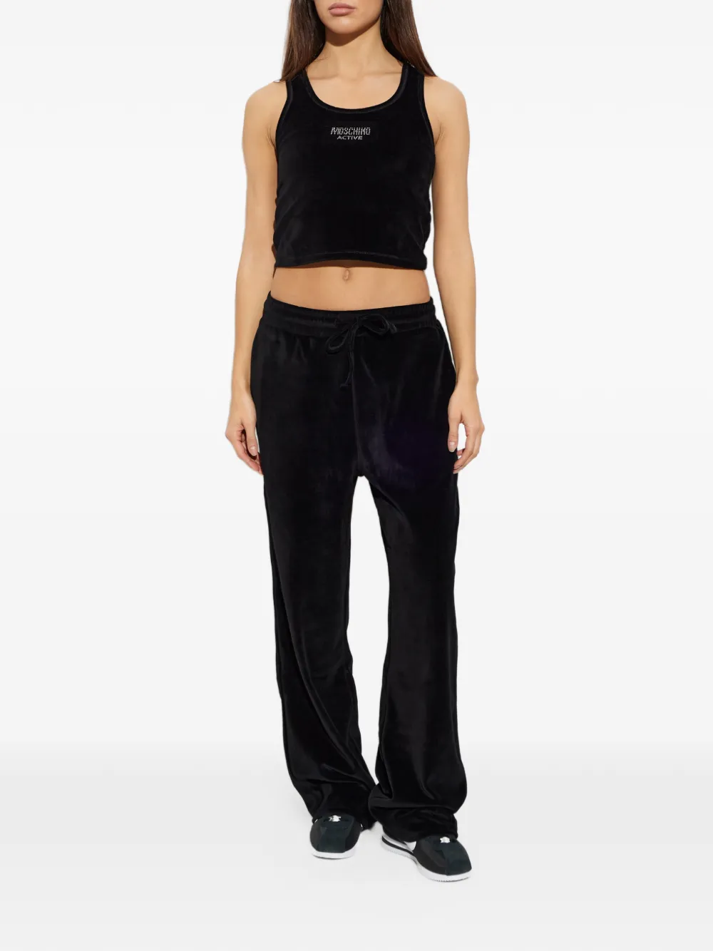 Moschino Active rhinestone-logo pajamas Zwart