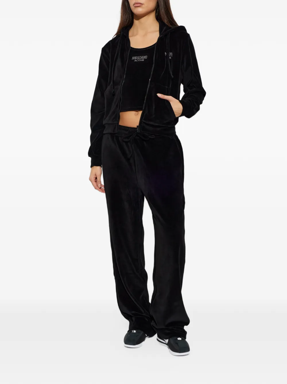 Moschino Active rhinestone-logo pajamas Zwart