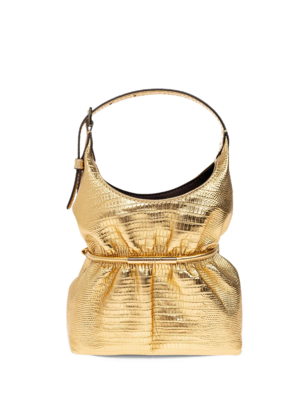 Balmain crocodile-effect metallic leather bucket bag - Oro