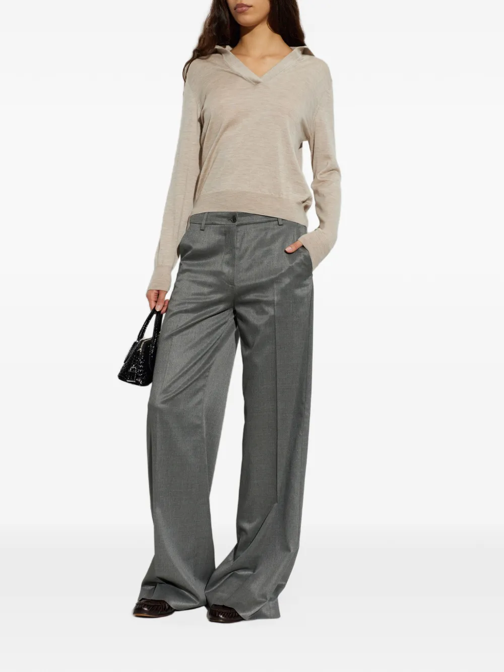 Paul & Shark pressed-crease wide-leg trousers Grijs