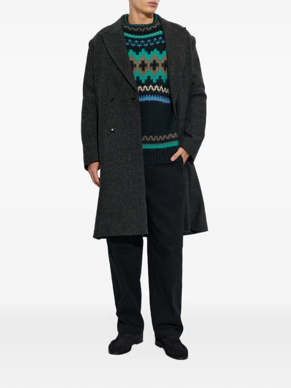 PS Paul Smith herringbone double-breasted coat Grijs