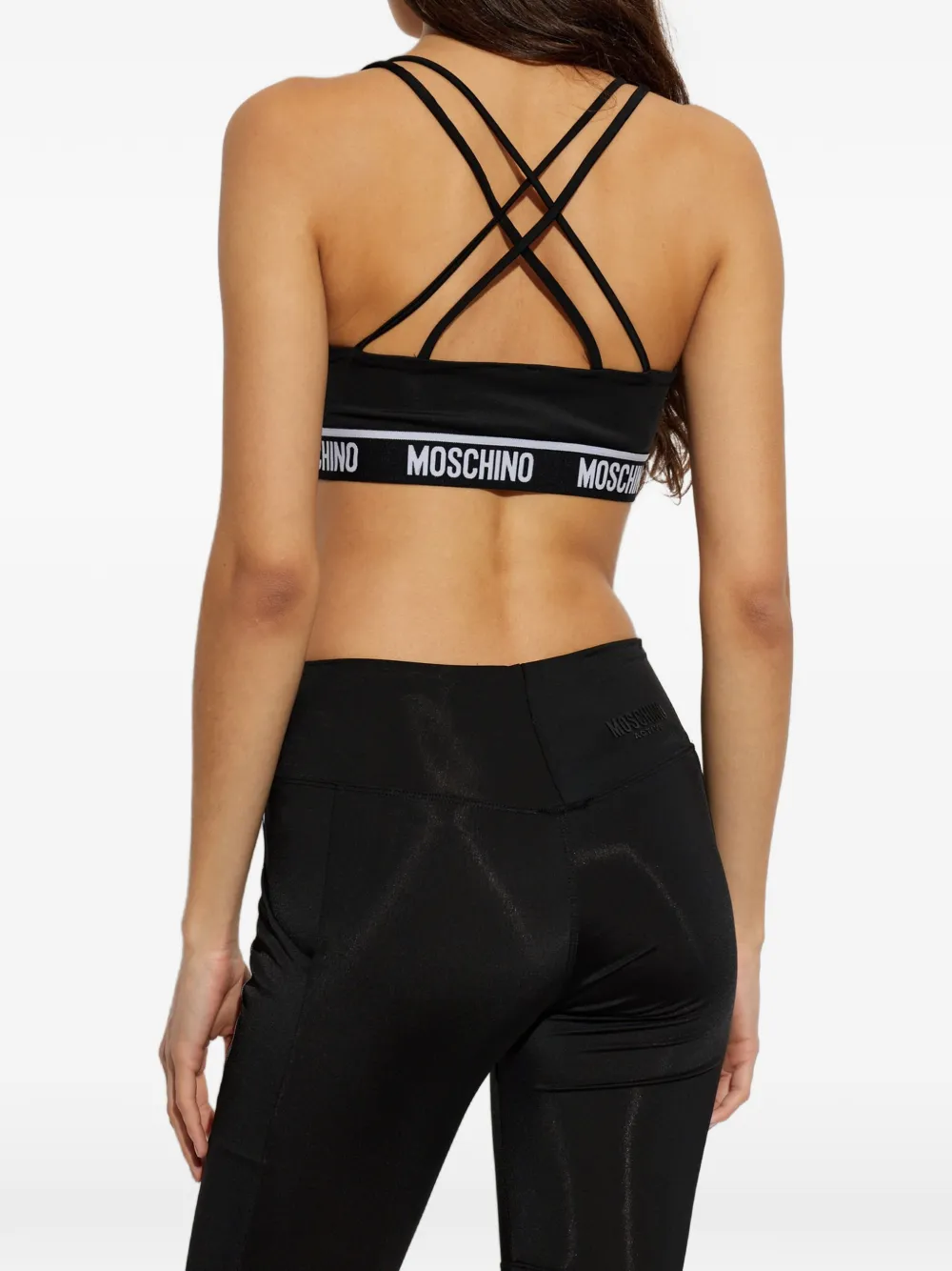 Moschino Active logo-tape sports bra Zwart