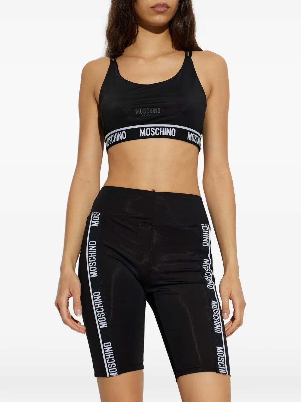 Moschino Active logo-tape sports bra Zwart