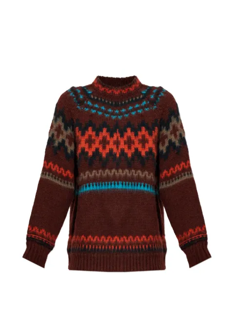 Paul Smith dark red Fair Isle wool-alpaca sweater