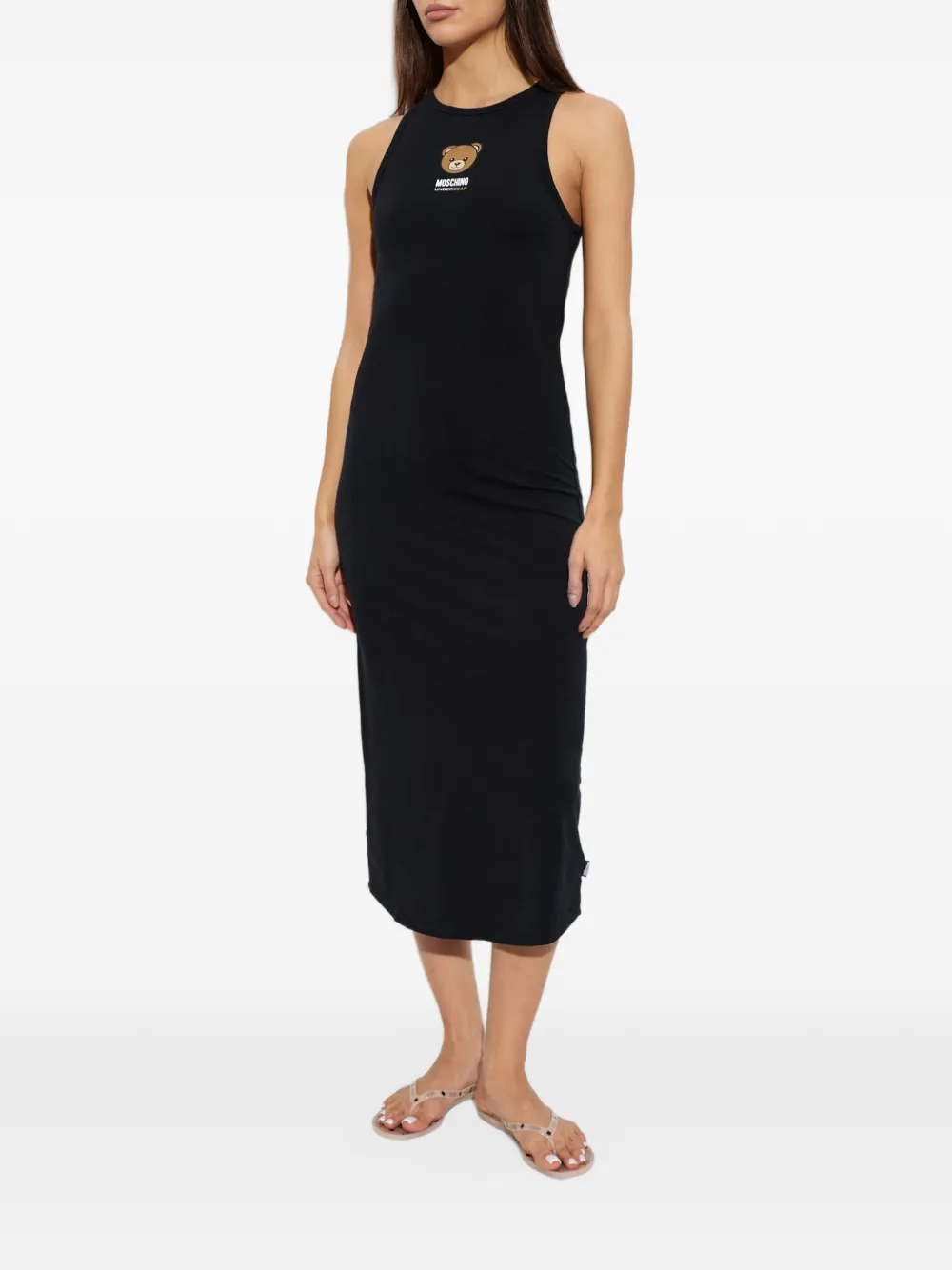 Moschino Underbear-patch sleeveless midi dress Zwart