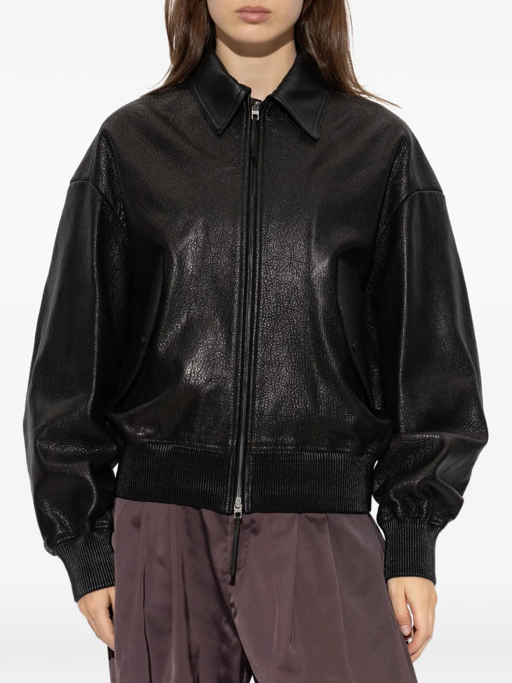 Jacquemus The Losange leather jacket Zwart
