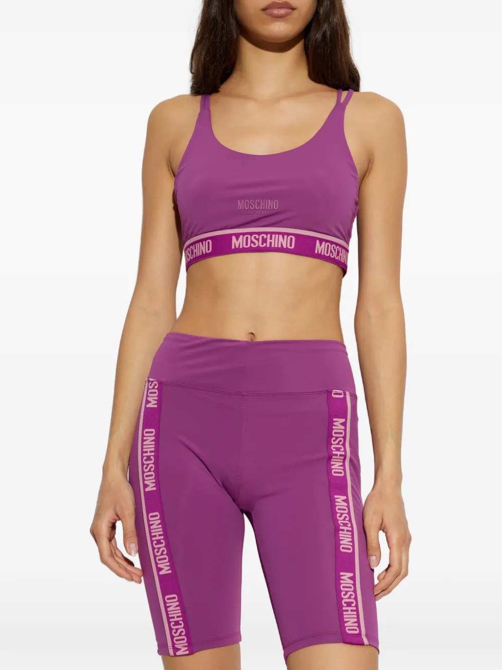 Moschino Active logo-underband sports bra Paars
