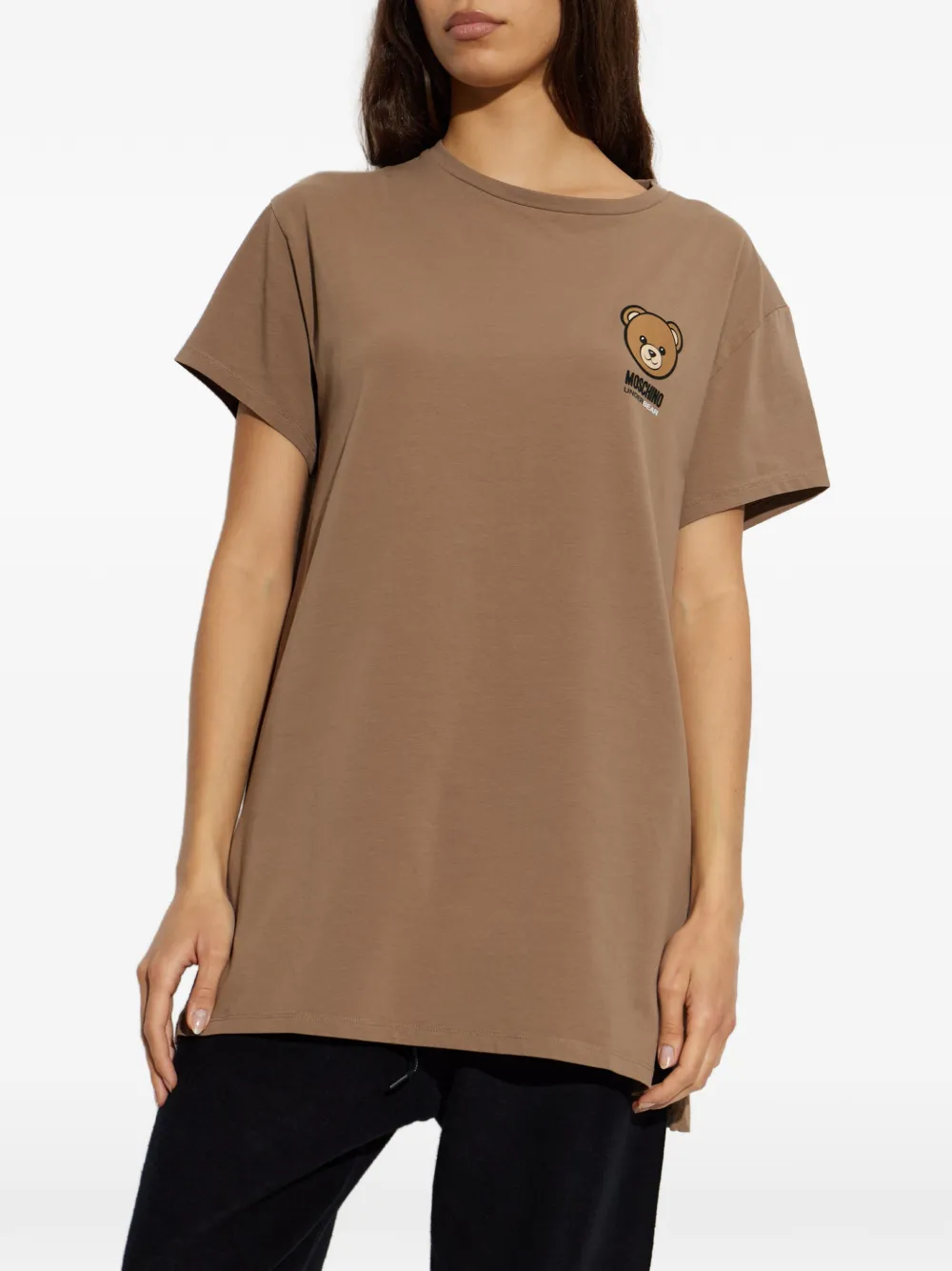 Moschino T-shirt met teddybeerpatch Bruin