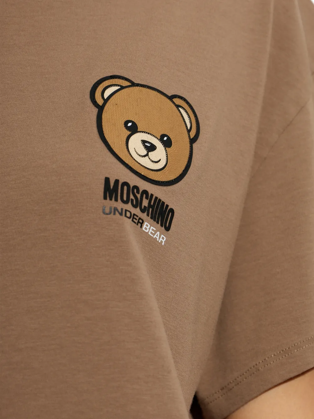 Moschino T-shirt met teddybeerpatch Bruin