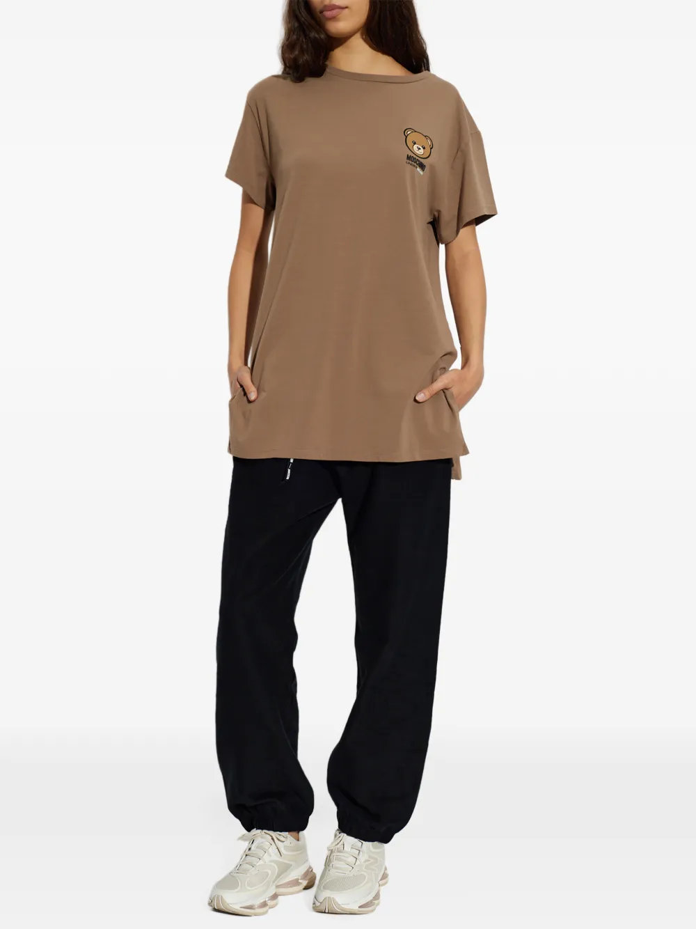Moschino T-shirt met teddybeerpatch Bruin