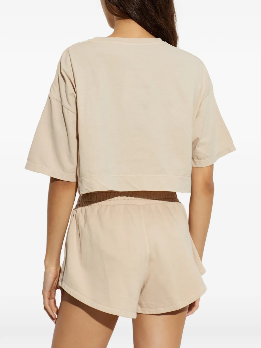 Moschino Crop top in cotton jersey Beige