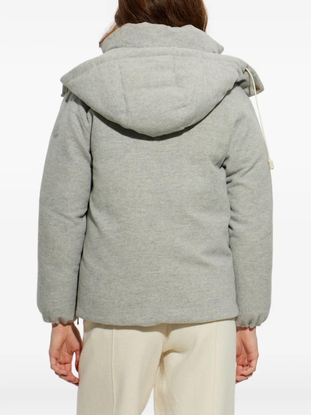 Moncler Vivante hooded wool & cashmere short down jacket Grijs