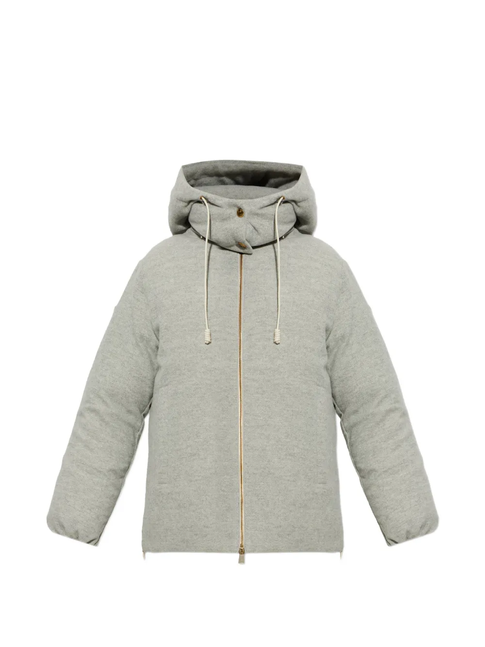 Moncler Vivante hooded wool & cashmere short down jacket Grijs
